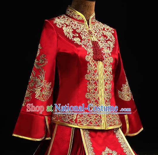 Chinese Classical Xiuhe Suit Red Outfits Traditional Wedding Clothing Bride Embroidered Costumes