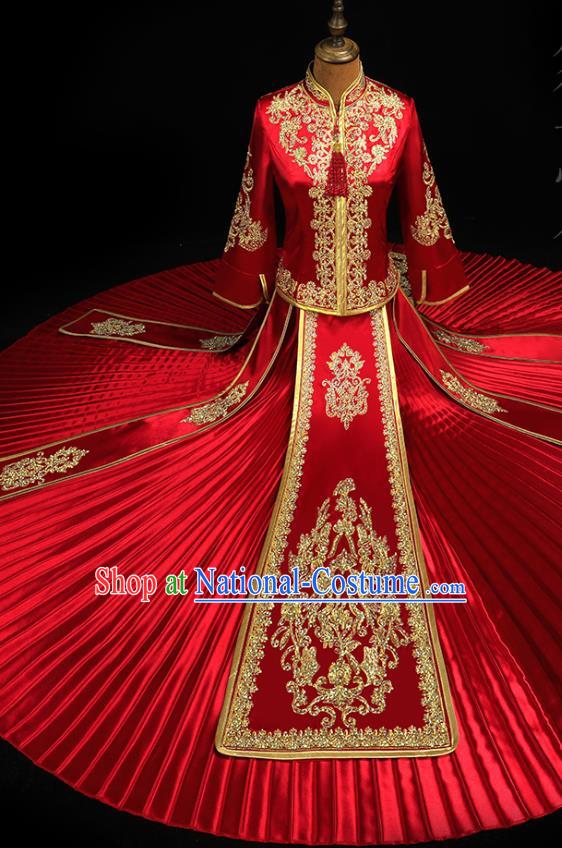 Chinese Classical Xiuhe Suit Red Outfits Traditional Wedding Clothing Bride Embroidered Costumes