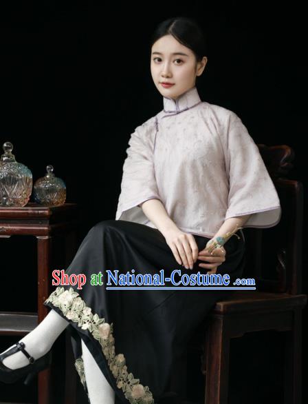 China Classical Lilac Cheongsam Shirt Tang Suit Upper Outer Garment Slant Opening Blouse