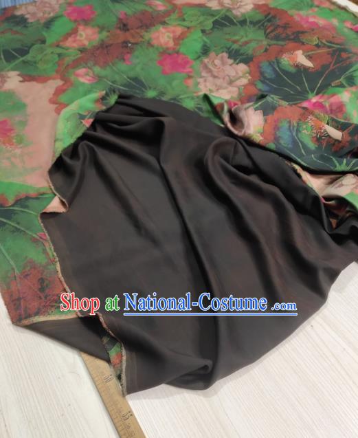 China Classical Lotus Pattern Green Silk Fabric Traditional Gambiered Guangdong Gauze