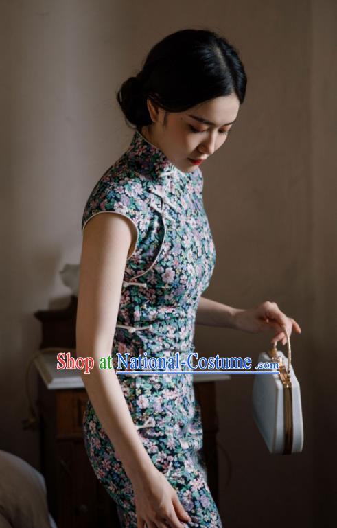 Republic of China Young Lady Qipao Dress Traditional National Women Clothing Classical Cheongsam