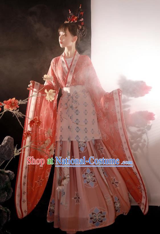 China Ancient Goddess Fairy Pink Hanfu Dress Traditional Jin Dynasty Royal Princess Replica Clothing for Women