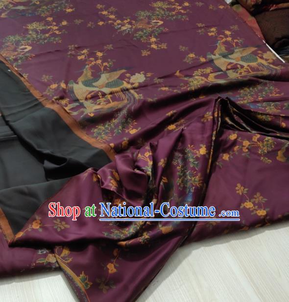 China Traditional Phoenix Pattern Gambiered Guangdong Gauze Cloth Cheongsam Purple Silk Fabric