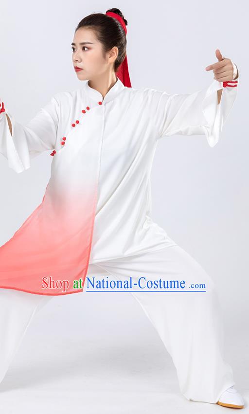 China Traditional Tai Chi Competition Clothing Winter Woman Kung Fu Wushu Red Chiffon Uniforms