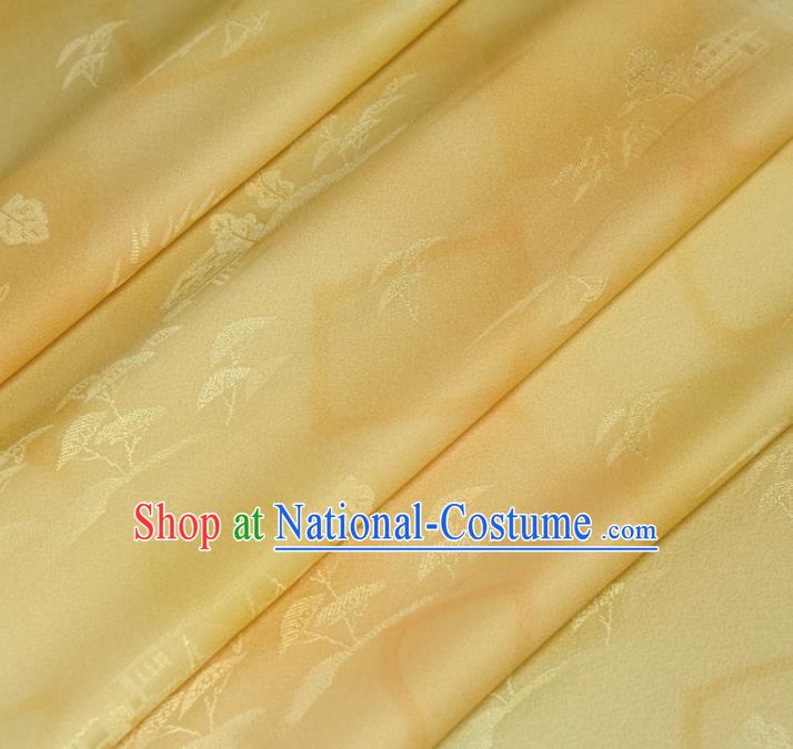 Asian Japan Brocade Tapestry Traditional Qipao Dress Light Yellow Silk Fabric