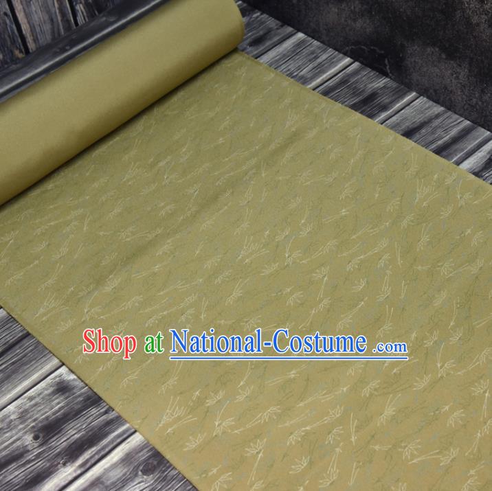 Traditional Japanese Kimono Yellow Pure Silk Fabric Asian Japan Classical Brocade Tapestry