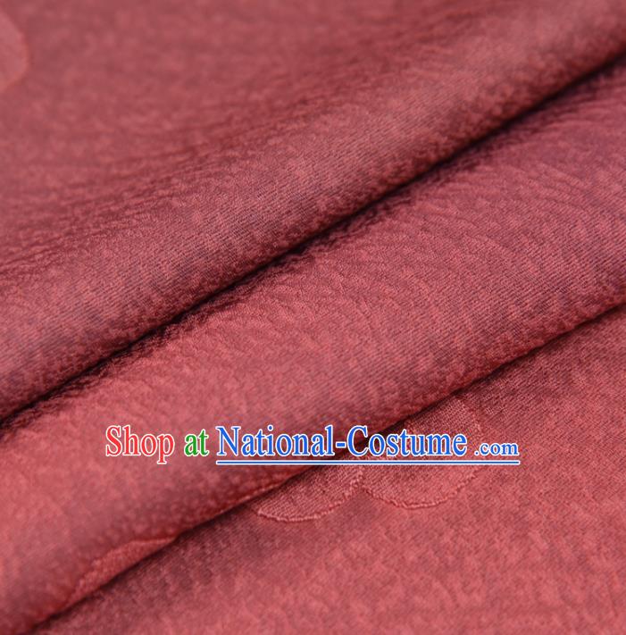 Traditional Japanese Yukata Pure Silk Fabric Asian Japan Kimono Classical Sakura Pattern Dark Red Brocade Material