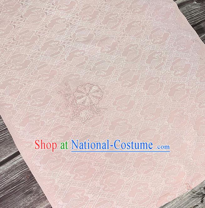 Traditional Japanese Pure Silk Fabric Asian Japan Kimono Embroidered Pattern Pink Brocade Material