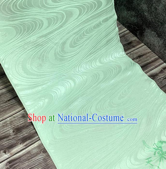 Traditional Japanese Kimono Pure Silk Fabric Asian Japan Flow Water Pattern Green Brocade Material