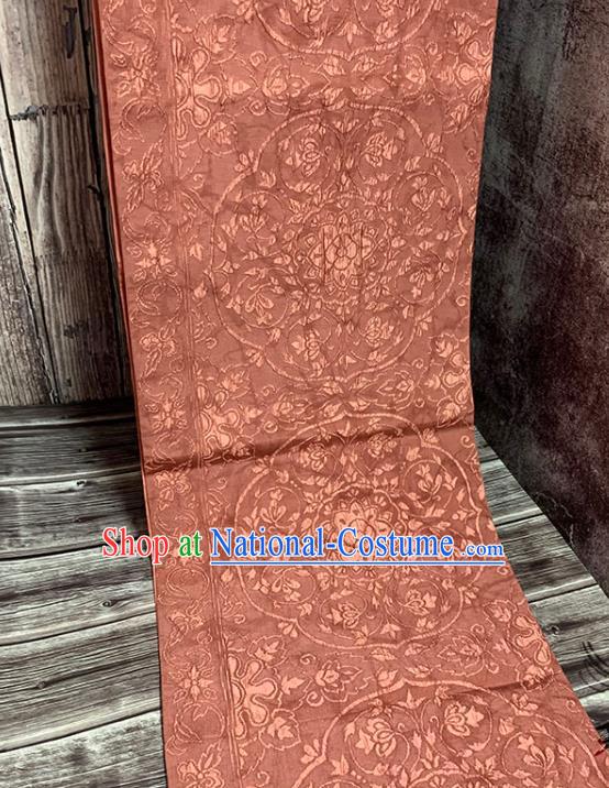 Traditional Japanese Kimono Belt Pure Silk Fabric Asian Japan Brownish Red Brocade Material