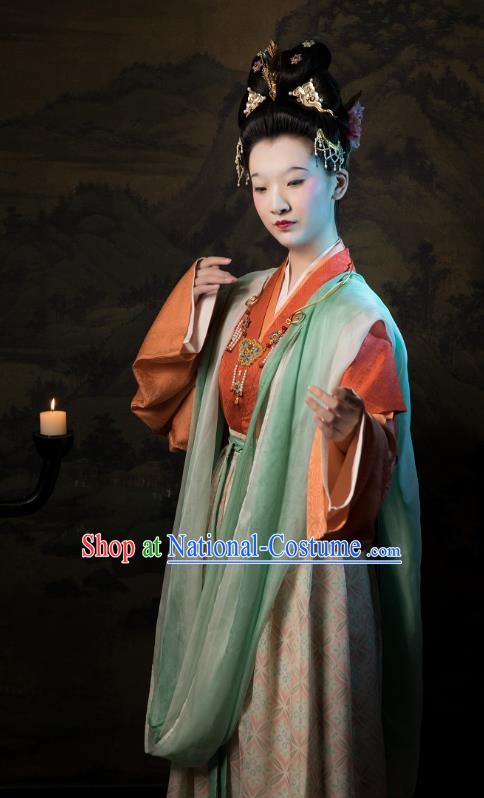 China Ancient Noble Beauty Hanfu Dress Clothing Traditional Song Dynasty Royal Countess Historical Costumes