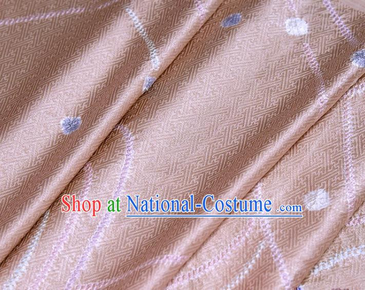 Asian Japan Furisode Kimono Brocade Fabric Traditional Hanfu Dress Champagne Silk