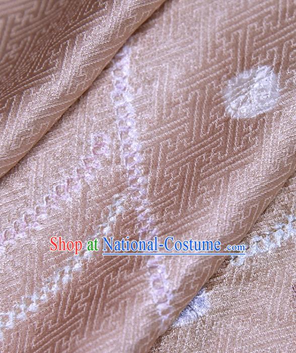 Asian Japan Furisode Kimono Brocade Fabric Traditional Hanfu Dress Champagne Silk