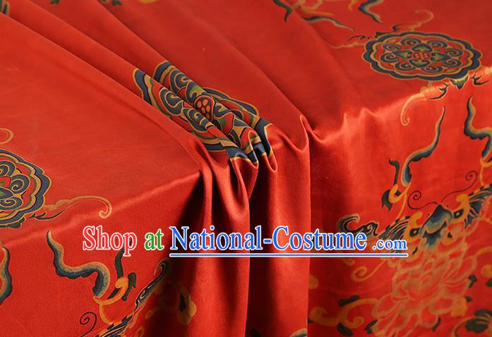 China Silk Fabric Traditional Red Brocade Asian Cheongsam Gambiered Guangdong Gauze