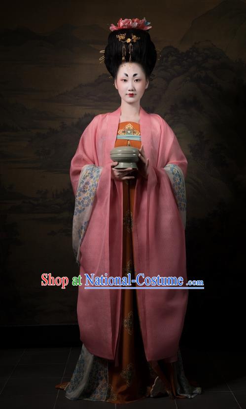 China Traditional Tang Dynasty Imperial Consort Historical Clothing Ancient Court Woman Hanfu Dress Costumes Full Set