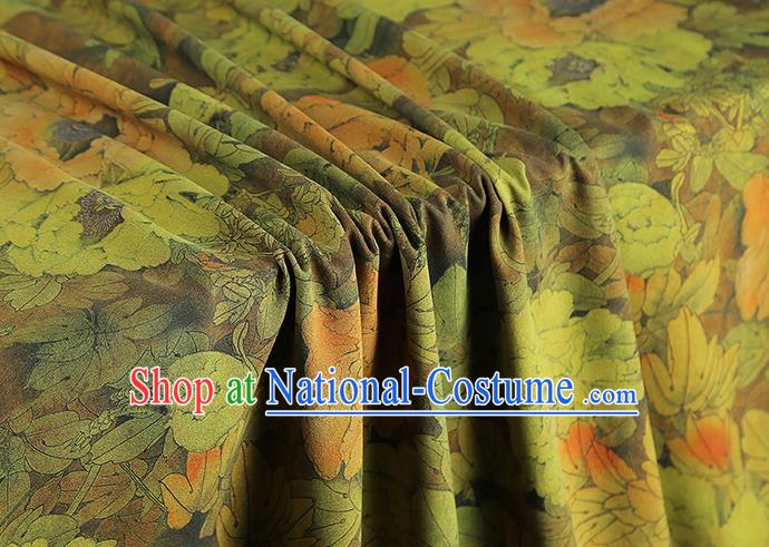 China Traditional Qipao Dress Gambiered Guangdong Gauze Classical Ginger Silk Fabric