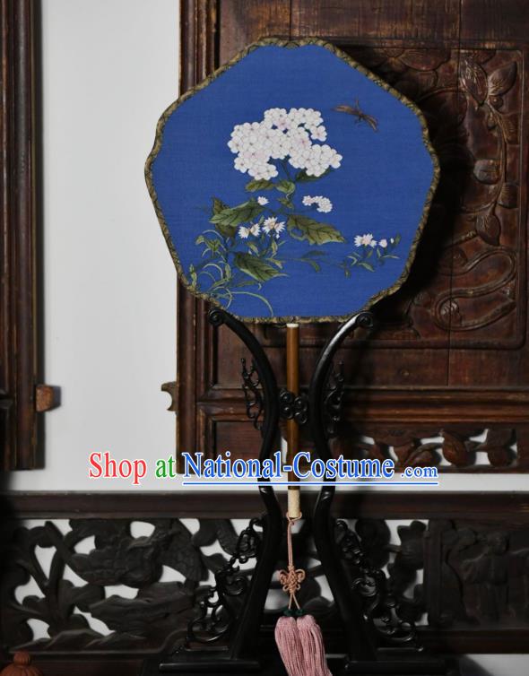 Traditional Chinese Blue Silk Fan China Classical Dance Fan Handmade Palace Fan