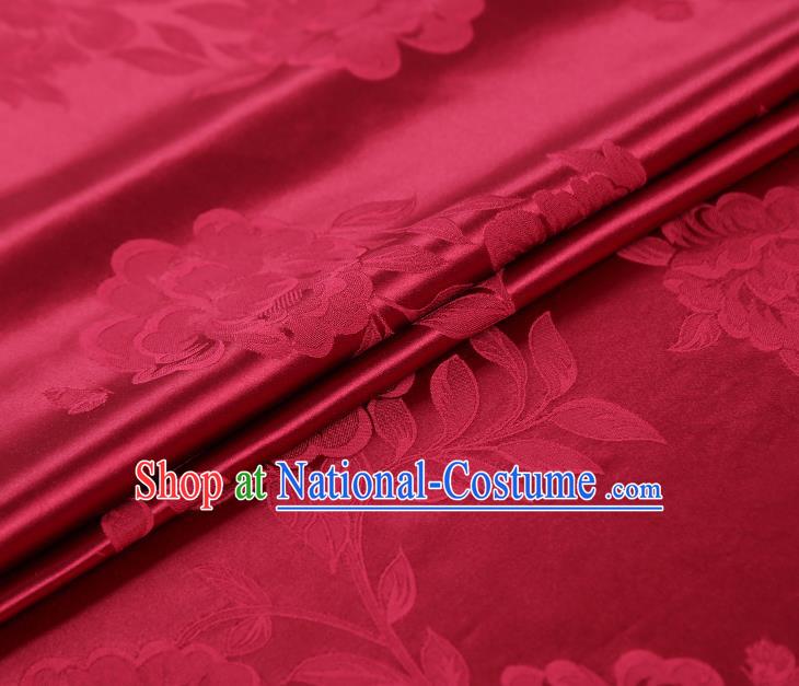 China Jacquard Red Silk Fabric Asian Cheongsam Gambiered Guangdong Gauze Traditional Brocade Fabric