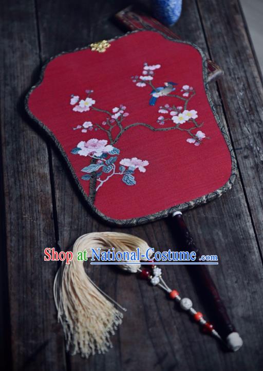 China Traditional Wedding Red Silk Fan Ancient Ming Dynasty Palace Lady Fan Handmade Palace Fan