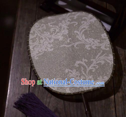 China Traditional Beige Silk Fan Ancient Ming Dynasty Court Fan Handmade Princess Palace Fan