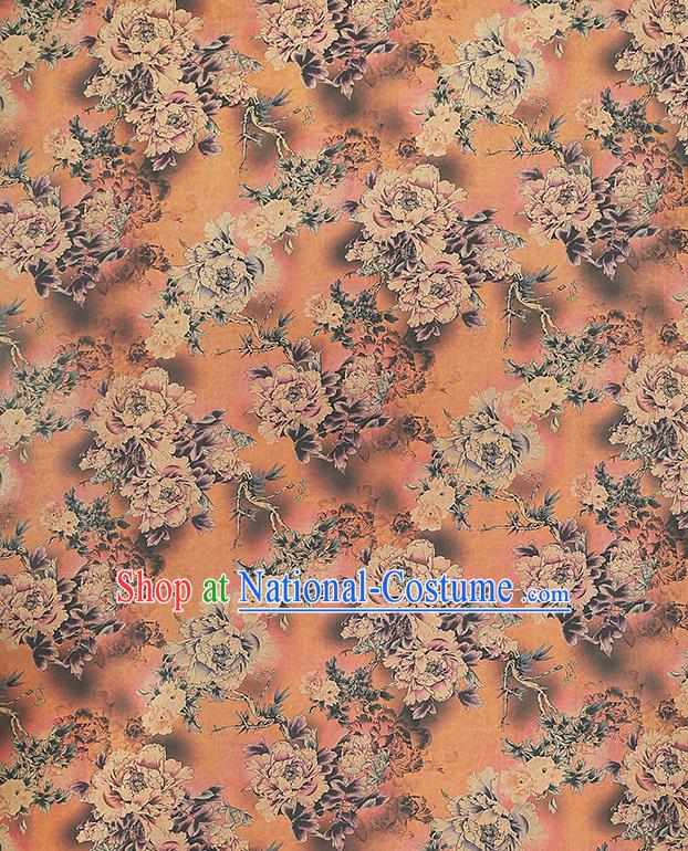 China Classical Qipao Dress Tapestry Traditional Peony Pattern Silk Fabric Brocade