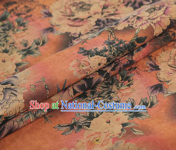 China Classical Qipao Dress Tapestry Traditional Peony Pattern Silk Fabric Brocade