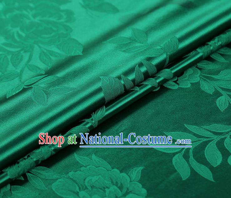 China Traditional Deep Green Silk Fabric Cheongsam Gambiered Guangdong Gauze Asian Jacquard Fabric