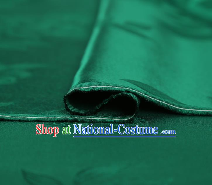 China Traditional Deep Green Silk Fabric Cheongsam Gambiered Guangdong Gauze Asian Jacquard Fabric