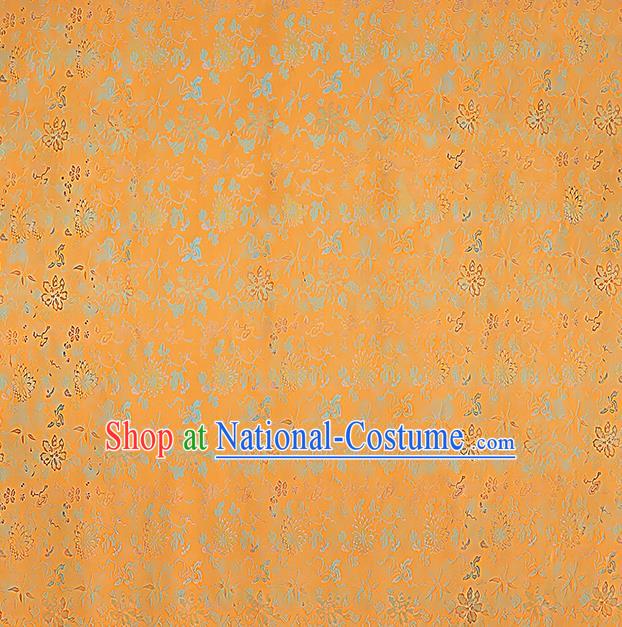 China Traditional Chrysanthemum Pattern Song Brocade Classical Cheongsam Orange Silk Fabric