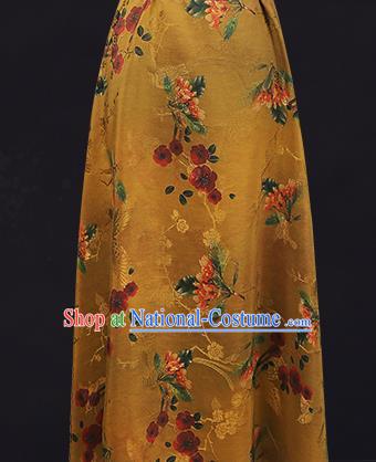 China Classical Plum Blossom Pattern Cheongsam Silk Fabric Traditional Ginger Gambiered Guangdong Gauze Drapery