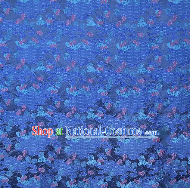 China Traditional Song Brocade Tapestry Drapery Classical Cheongsam Blue Silk Fabric