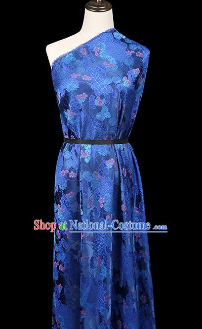 China Traditional Song Brocade Tapestry Drapery Classical Cheongsam Blue Silk Fabric