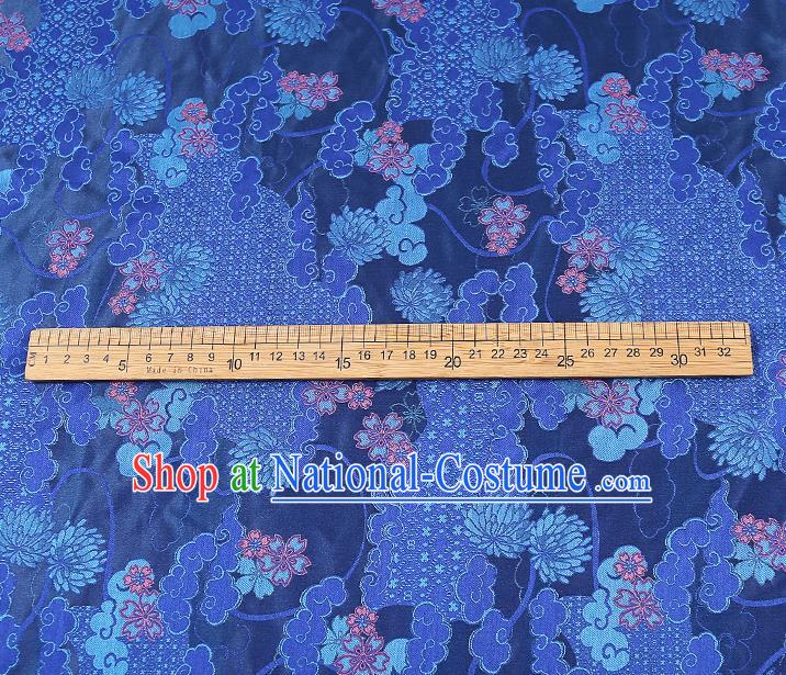 China Traditional Song Brocade Tapestry Drapery Classical Cheongsam Blue Silk Fabric