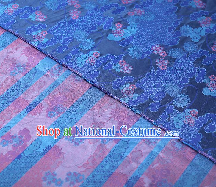 China Traditional Song Brocade Tapestry Drapery Classical Cheongsam Blue Silk Fabric