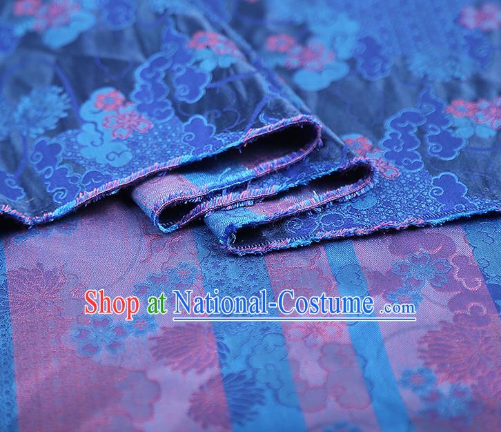 China Traditional Song Brocade Tapestry Drapery Classical Cheongsam Blue Silk Fabric