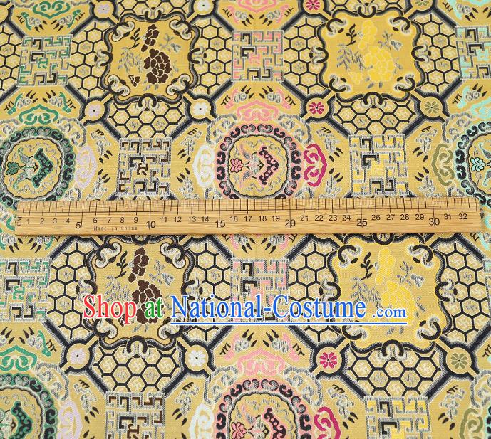 China Tapestry Drapery Classical Cheongsam Silk Fabric Traditional Yellow Song Brocade