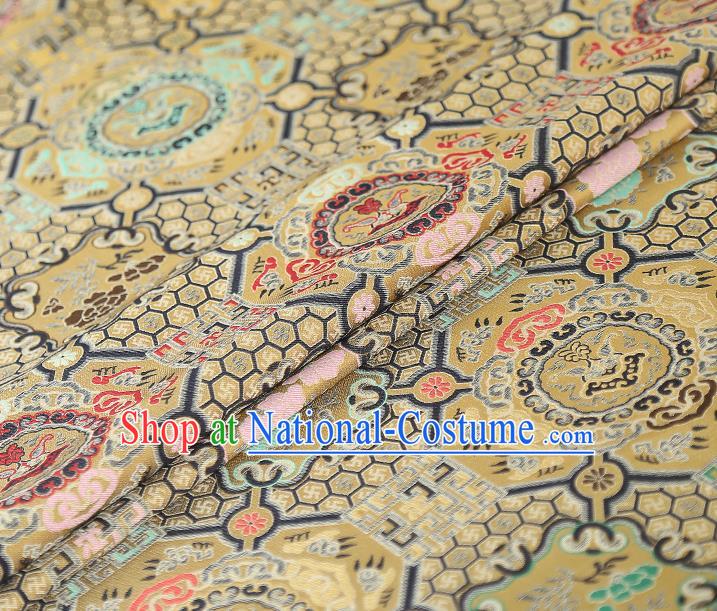 China Tapestry Drapery Classical Cheongsam Silk Fabric Traditional Yellow Song Brocade