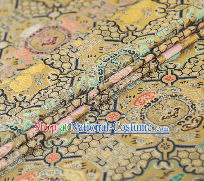 China Tapestry Drapery Classical Cheongsam Silk Fabric Traditional Yellow Song Brocade