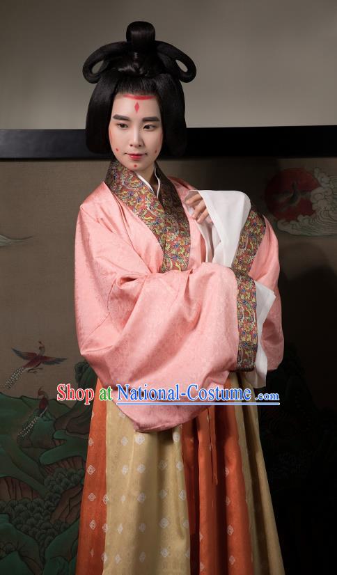 China Traditional Jin Dynasty Court Beauty Historical Costumes Ancient Imperial Consort Hanfu Dress Clothing