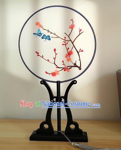 China Handmade Palace Fan Embroidered Peach Blossom Circular Fan Traditional Cultural Dance Silk Fan