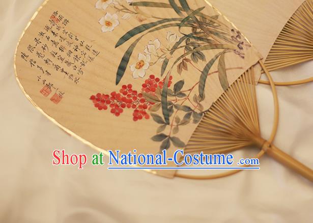 Asian Japanese Paper Fan China Classical Dance Fan Hand Painting Orchids Fans