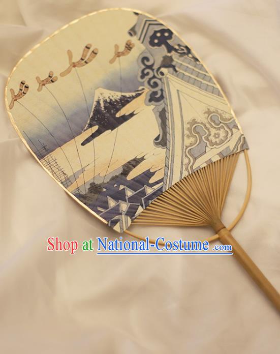 Asian Japan Handmade Printing Mount Fuji Fans Classical Dance Bamboo Fan Japanese Paper Fan