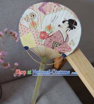 Asian Japanese Classical Dance Fan Japan Handmade Ceremony Bamboo Fans Printing Geisha Paper Fan