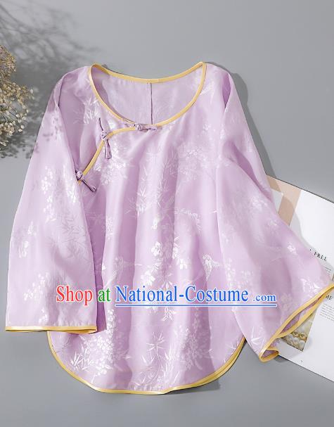 China Tang Suit Upper Outer Garment Traditional Cheongsam Pink Silk Shirt