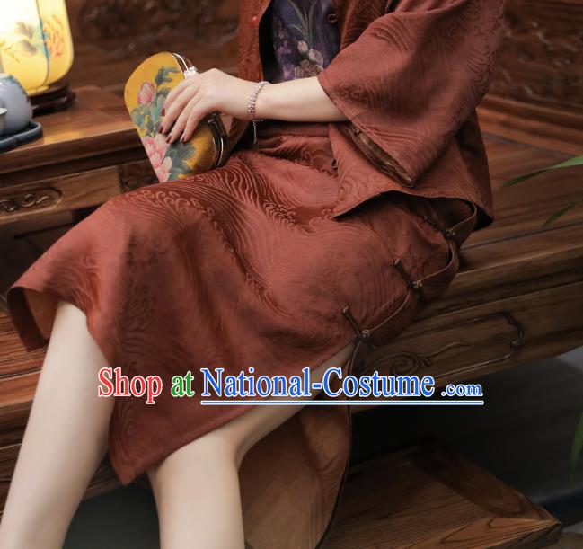 Chinese Traditional Red Silk Skirt National Woman Gambiered Guangdong Gauze Sheath Skirt