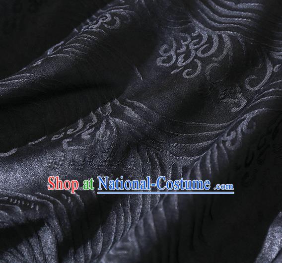 China Traditional Tang Suit Upper Outer Garment Classical Hand Painting Peony Black Silk Blouse