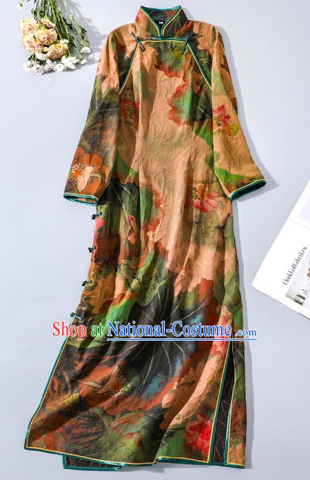 Asian Chinese National Shanghai Beauty Clothing Traditional Qipao Dress Classical Silk Cheongsam