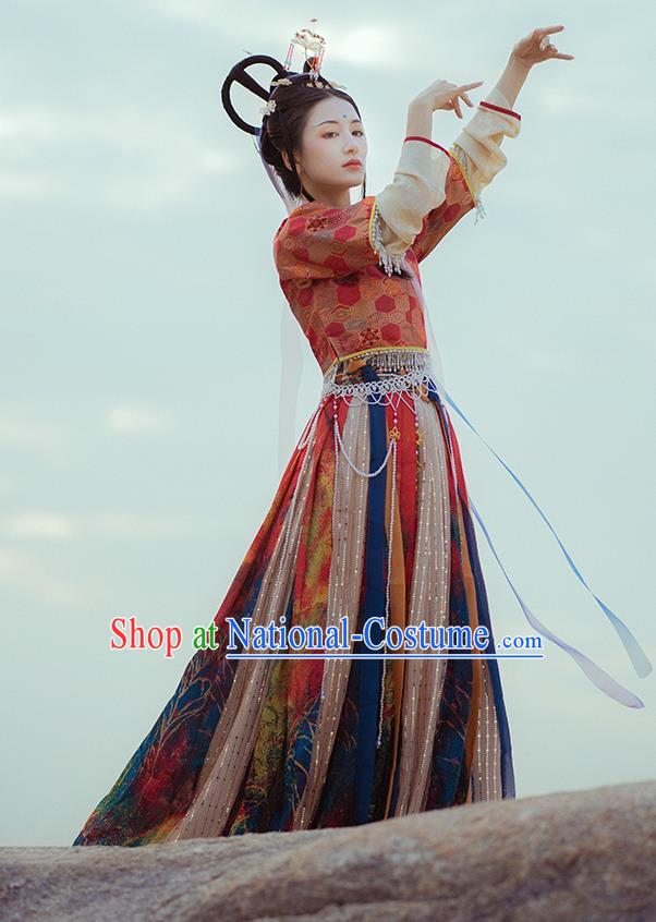 Traditional Chinese Tang Dynasty Palace Princess Historical Costume Ancient Court Lady Hanfu Dress