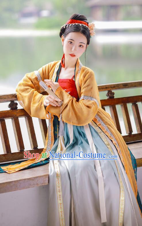 Chinese Ancient Village Girl Hanfu Dress Traditional Song Dynasty Young Beauty Historical Costumes Complete Set