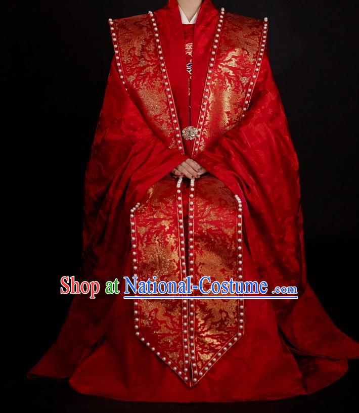 Chinese Ancient Empress Wedding Red Clothing Traditional Ming Dynasty Court Queen Historical Costumes Full Set